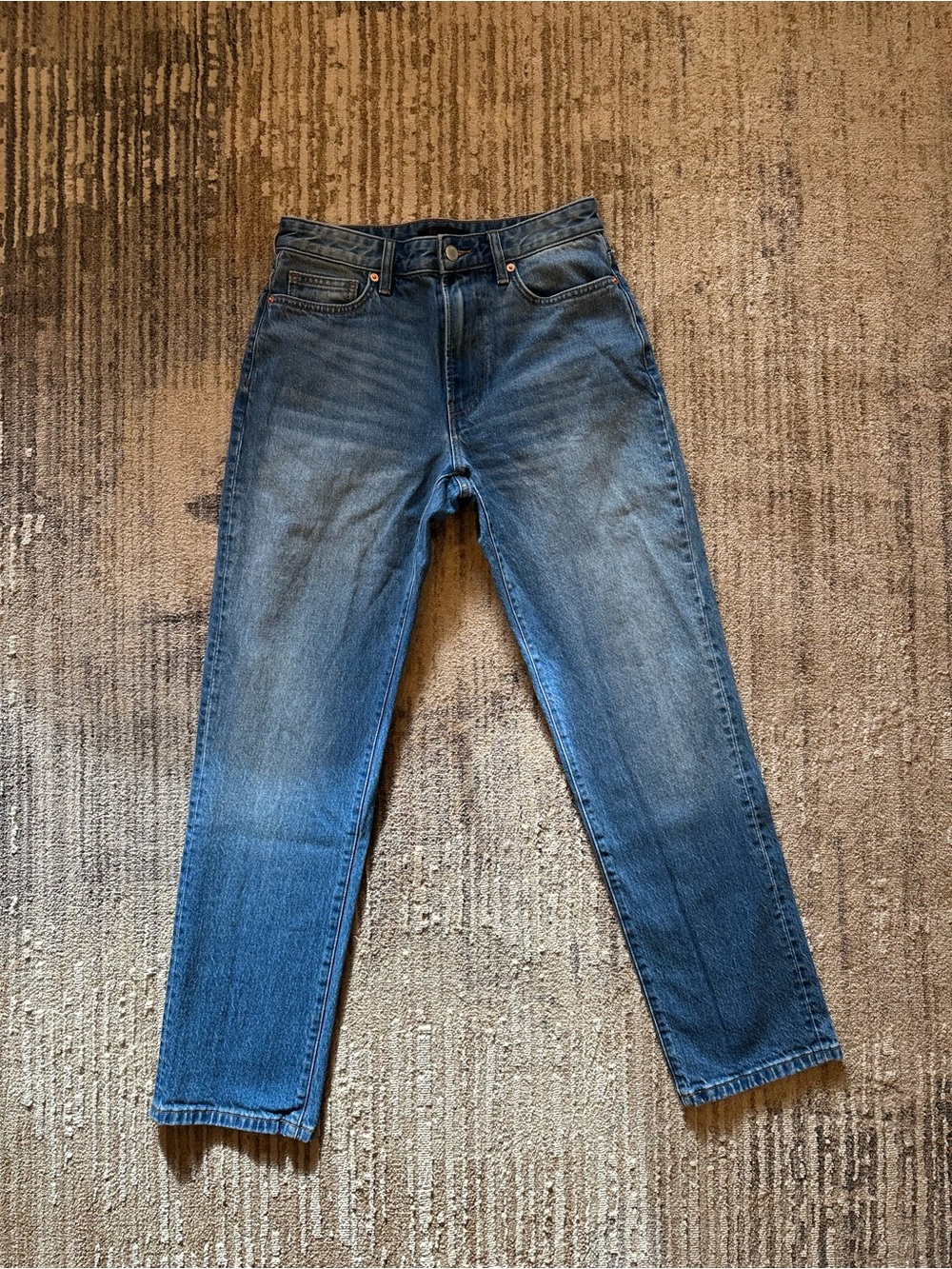 OAK + FORT Men's Washed Blue Straight Jeans